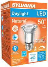 Sylvania 40931 Natural LED Bulb, Spotlight, PAR16 Lamp, E26 Lamp Base, Dimmable, Daylight Light, 5000 K Color Temp