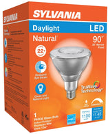 Sylvania 40900 Natural LED Bulb, Spotlight, 1100 Lumens, 13 W, PAR38 Lamp, E26 Lamp Base, Dimmable, Clear, Daylight