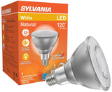Sylvania 40905 Natural LED Bulb, PAR38 Lamp, E26 Medium Lamp Base, Dimmable, Clear, Cool White, 3000 K Color Temp