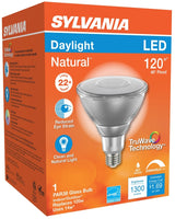Sylvania 40906 Natural LED Bulb, PAR38 Lamp, 90 W Equivalent, E26 Medium Lamp Base, Dimmable, Clear, Daylight