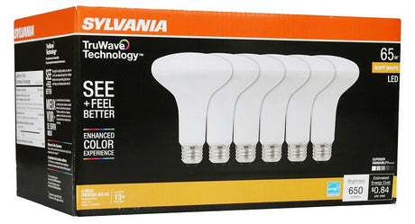 Sylvania Natural Series 41328 LED Bulb, BR30 Lamp, 65 W Equivalent, E26 Medium Lamp Base, Dimmable, Frosted, Soft White