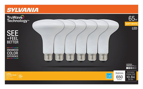 Sylvania Natural Series 41328 LED Bulb, BR30 Lamp, 65 W Equivalent, E26 Medium Lamp Base, Dimmable, Frosted, Soft White