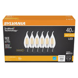 Sylvania Natural Series 41319 LED Bulb, Decorative, B10 Bent Tip Lamp, 40 W Equivalent, E12 Candelabra Lamp Base, Clear