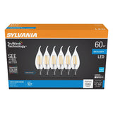 Sylvania Natural Series 41322 LED Bulb, Decorative, B10 Bent Tip Lamp, 60 W Equivalent, E12 Candelabra Lamp Base, Clear