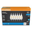 Sylvania Natural Series 41322 LED Bulb, Decorative, B10 Bent Tip Lamp, 60 W Equivalent, E12 Candelabra Lamp Base, Clear
