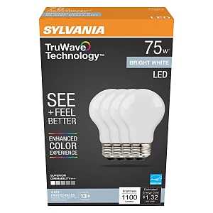 Sylvania 41297 LED Bulb, General-Purpose, Omni-Directional, A19 Lamp, 75 W Equivalent, E26 Medium Lamp Base, Dimmable