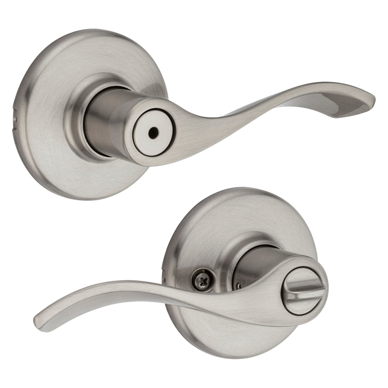 Kwikset 300BL 15 6AL Privacy Lever, Turnbutton Lock, Satin Nickel, Zinc, Residential, 3 Grade, Reversible Hand
