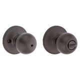 Kwikset 300P 11P CP Privacy Lockset, Venetian Bronze, Interior Locking, Reversible Hand, For: Bedroom and Bathroom Doors