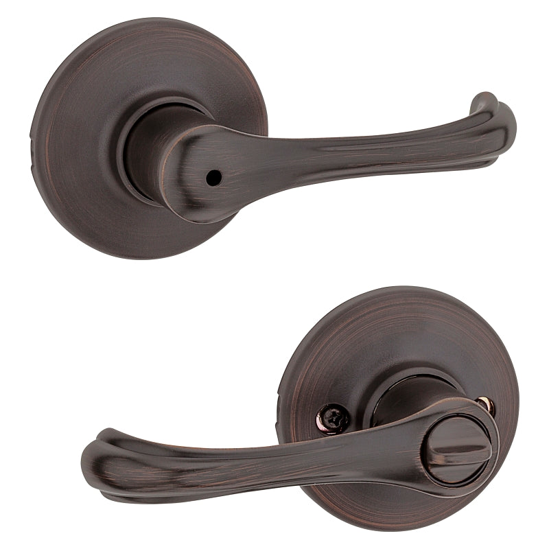 Kwikset 300DNL 11P Privacy Lever, Turnbutton Lock, Venetian Bronze, Zinc, Residential, Re-Key Technology: SmartKey