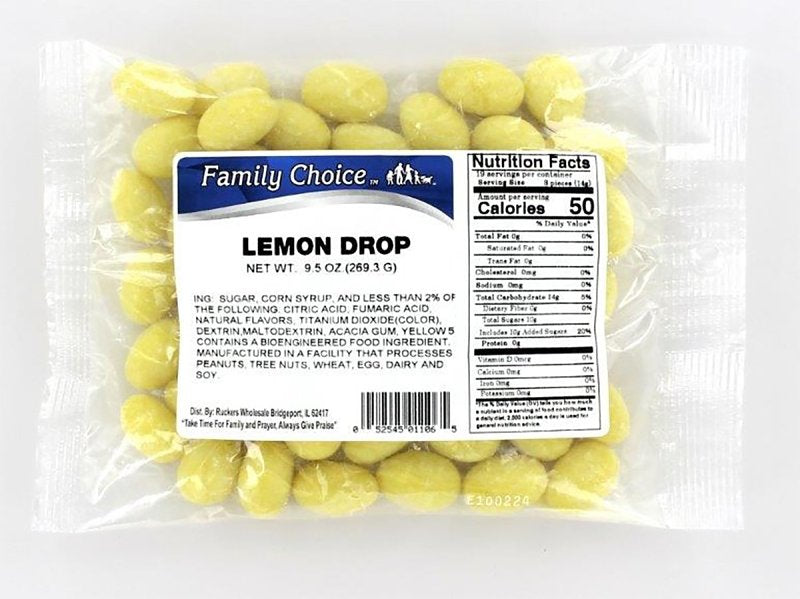 Family Choice 1106 Lemon Drop Candy, 1.5 oz, Pack of 12