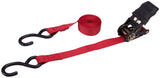 ProSource FH64069 Tie-Down, 1 in W, 15 ft L, Polyester Webbing, Metal Ratchet, Red, 500 lb, S-Hook End Fitting