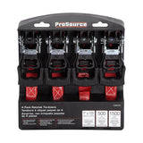 ProSource FH64069 Tie-Down, 1 in W, 15 ft L, Metal/Polyester, Red, 500 lb, S-Hook End Fitting, Steel End Fitting