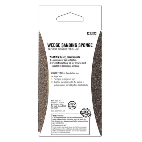 Ace 5 in. L X 3 in. W X 1 in. 60 Grit Coarse Dust Channeling Sanding Sponge