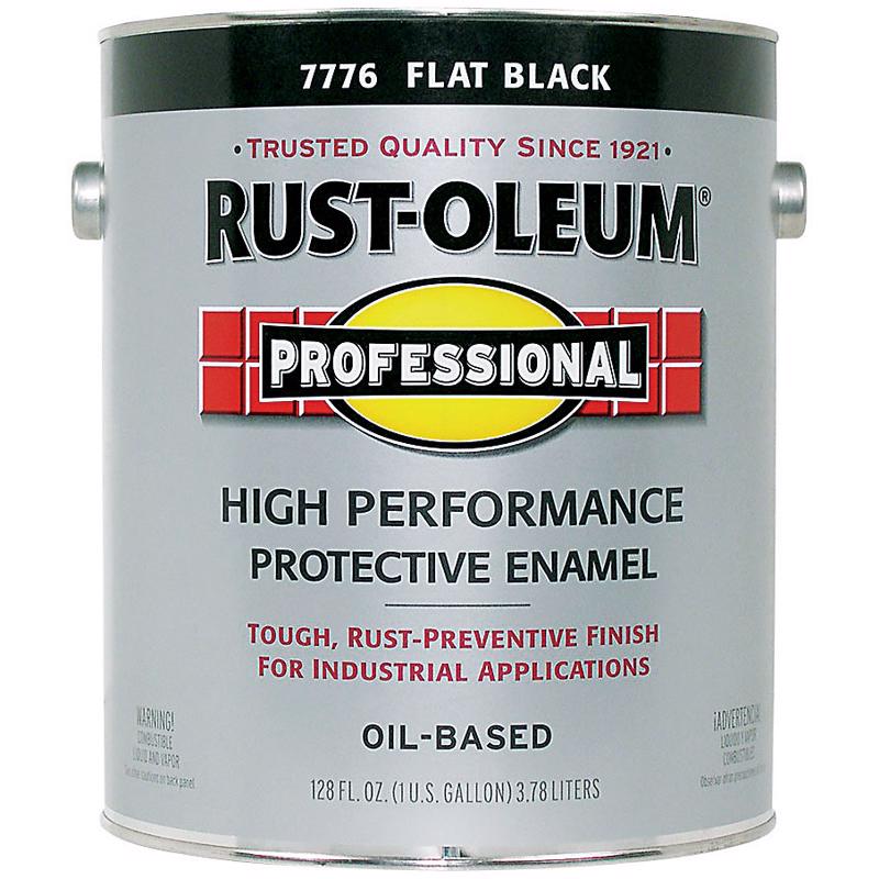 RUST-OLEUM PROFESSIONAL K7776402 Protective Enamel, Flat, Black, 1 gal Can, Pack of 2