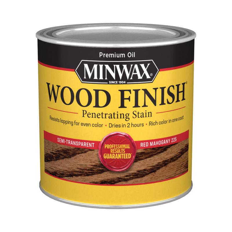 Minwax Wood Finish Semi-Transparent Red Mahogany Oil-Based Penetrating Wood Stain 1/2 pt, Pack of 4