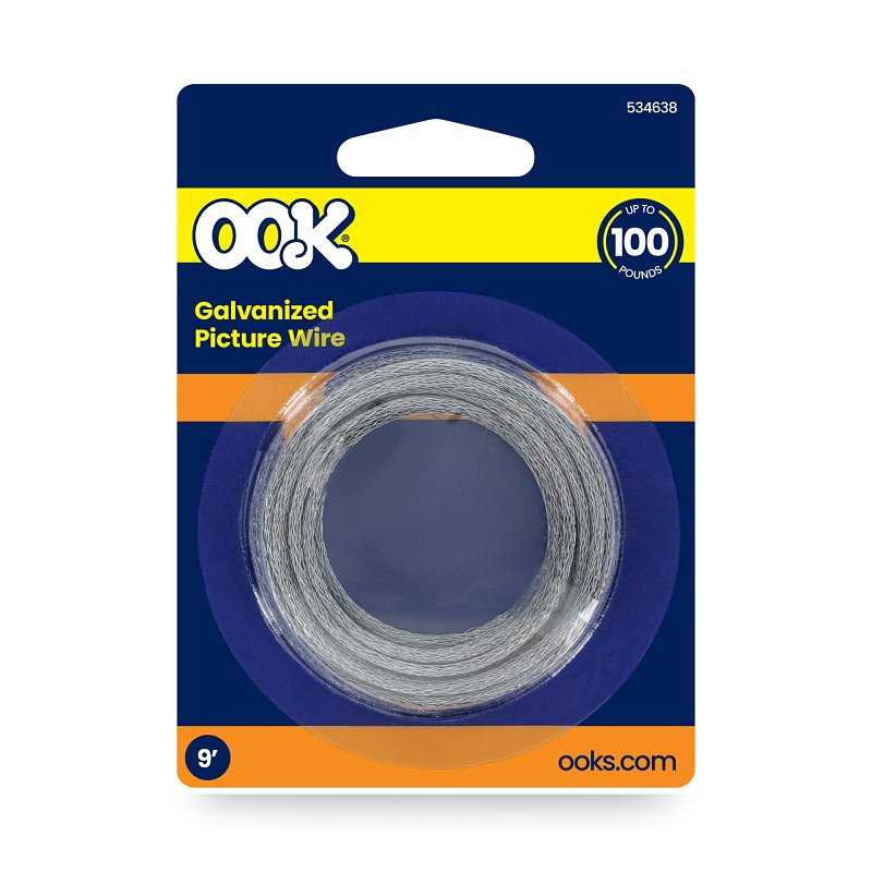 OOK 50126 Picture Hanging Wire, 9 ft L, Galvanized Steel, 100 lb, Pack of 12