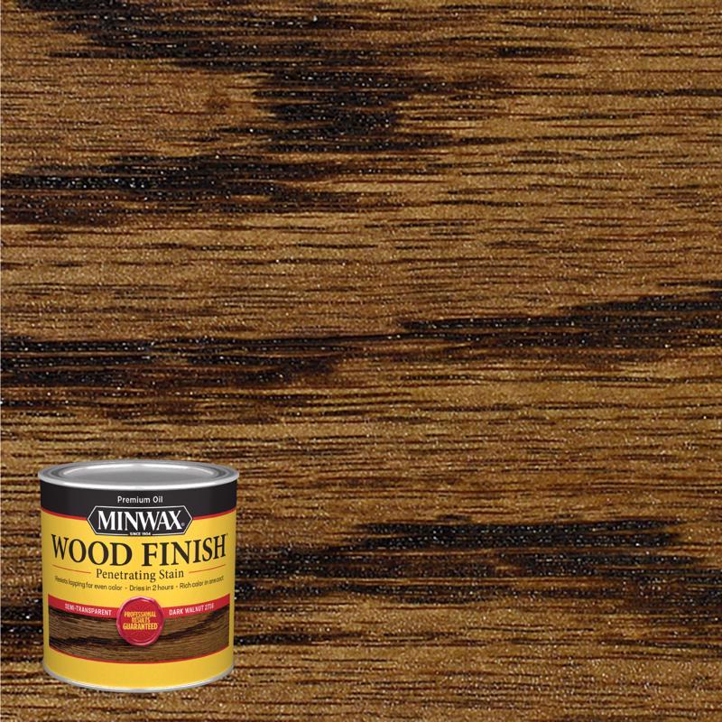 Minwax Wood Finish Semi-Transparent Dark Walnut Oil-Based Penetrating Wood Stain 1/2 pt, Pack of 4