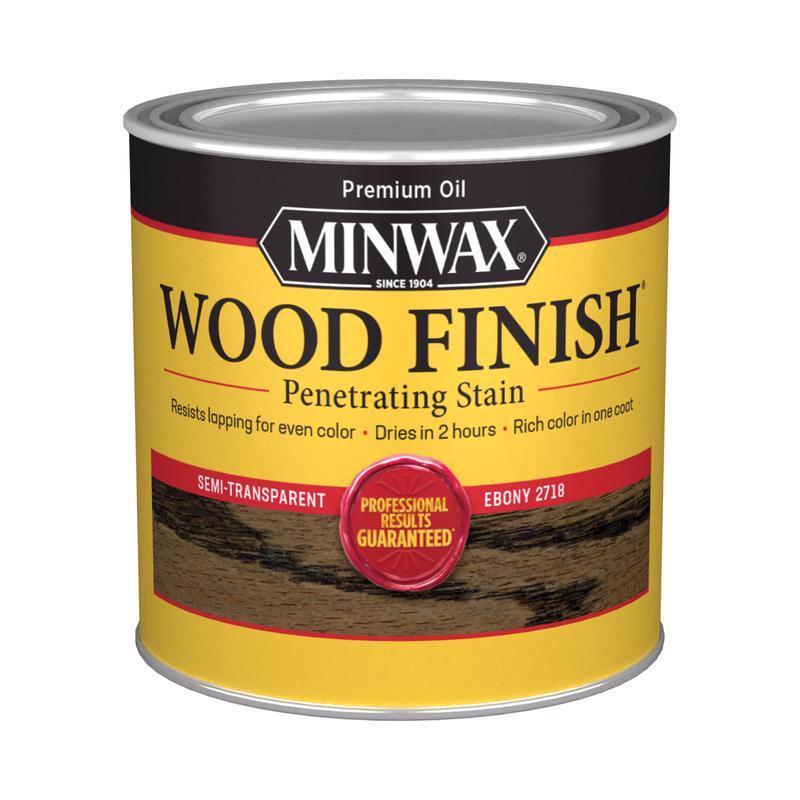 Minwax Wood Finish Semi-Transparent Ebony Oil-Based Penetrating Wood Stain 1/2 pt, Pack of 4