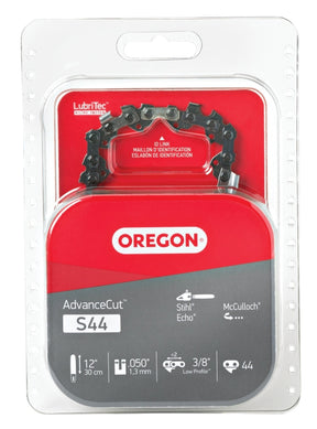 Oregon S44 Chainsaw Chain, 12 in L Bar, 0.05 in, 3/8 in TPI/Pitch, 44-Link