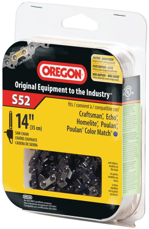 Oregon S52 Chainsaw Chain, 14 in L Bar, 0.05 in, 3/8 in TPI/Pitch, 52-Link
