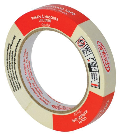 Cantech 302-18 Masking Tape, 55 m L, 18 mm W, Natural