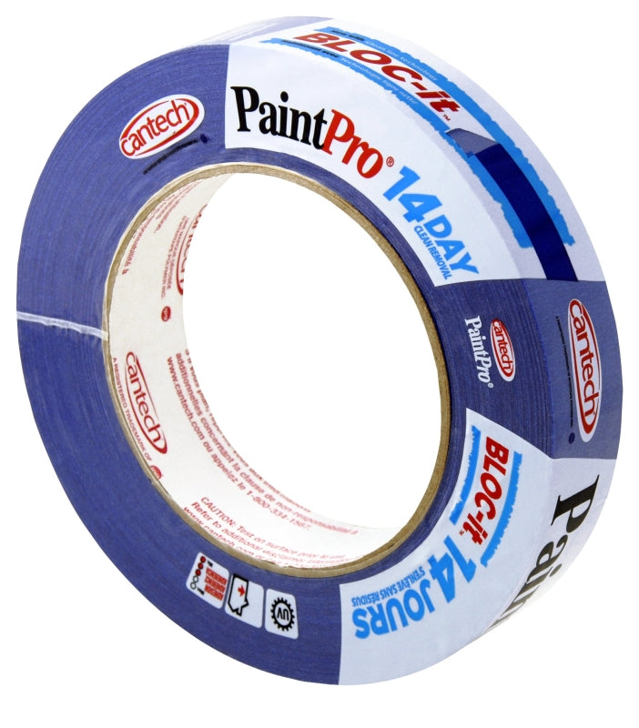 Cantech 308-24 Masking Tape, 55 m L, 24 mm W, Crepe Paper Backing, Blue