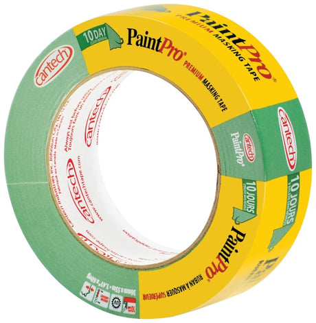 Cantech 309-36 Masking Tape, 55 m L, 36 mm W, Crepe Paper Backing, Green