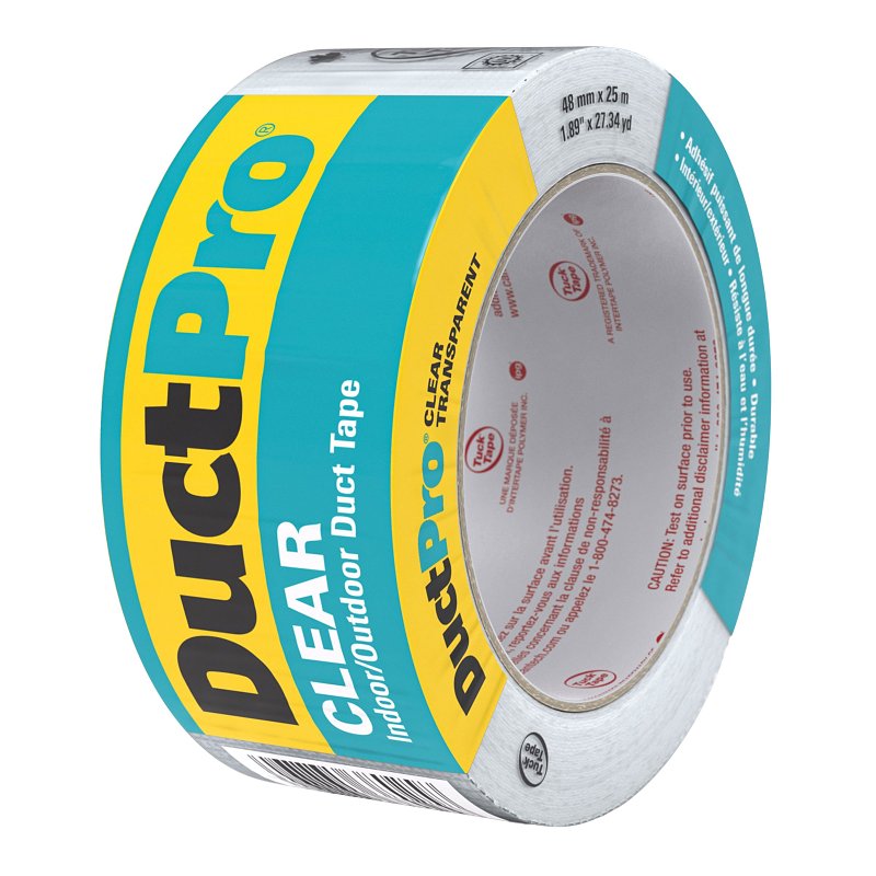 Cantech DUCTPRO 380 Series 380-25 Duct Tape, 25 m L, 48 mm W, Polyethylene Backing, Clear