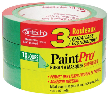 Cantech 309-33 Masking Tape, 50 m L, 24 mm W, Green
