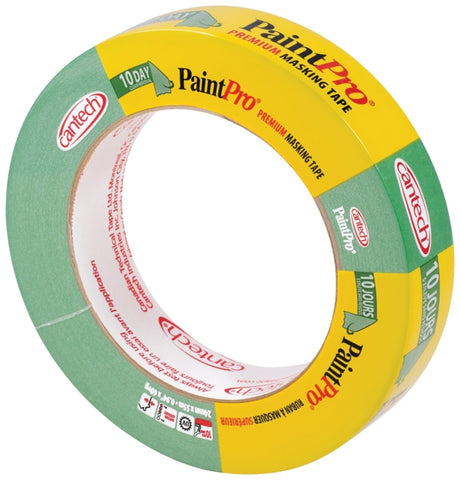 Cantech 309-24 Masking Tape, 55 m L, 24 mm W, Crepe Paper Backing, Green