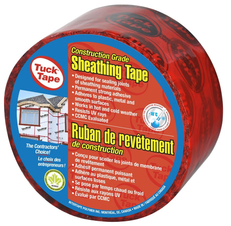Cantech 205256055 Contractors Sheathing Tape Roll, 55 m L, 60 mm W, 3 mil Thick, Red, Polypropylene Backing