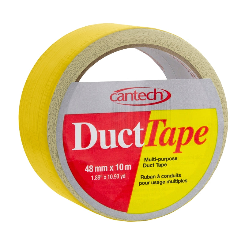 Cantech 39300 393054810 Duct Tape, 10 m L, 48 mm W, Polyethylene Backing, Yellow