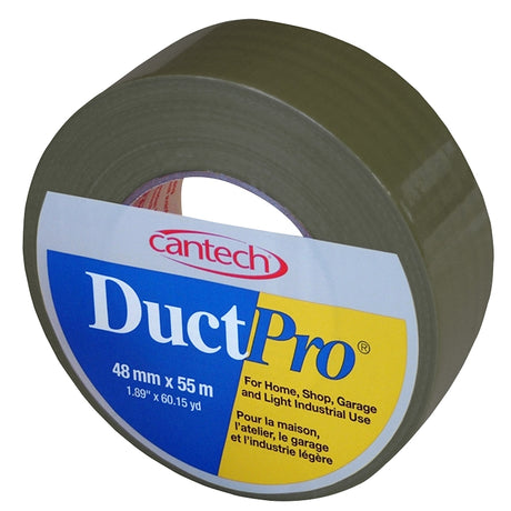 Cantech DuctPro 39700 397194855 Duct Tape, 55 m L, 48 mm W, Polyester Cloth/Polyethylene Backing, Olive Drab