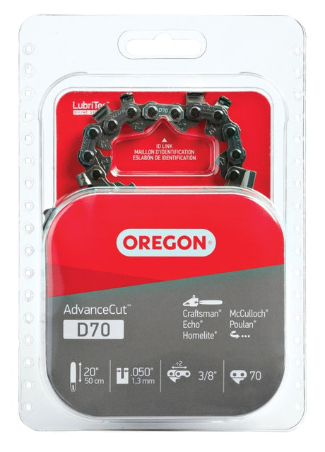 Oregon D70 Chainsaw Chain, 20 in L Bar, 0.05 in, 3/8 in TPI/Pitch, 70-Link