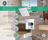 Boston Harbor F12A0006CP Faucet Tub-Shower, Fixed-Mount Showerhead, 1.75 gpm Showerhead, 1-Spray Setting, 2, 3-Handle