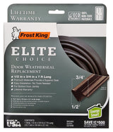 Frost King ES184B Weatherstrip, 3/4 in W, 1/2 in Thick, 7 ft L, Brown