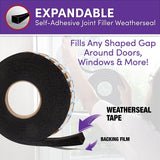 Frost King EF12 Expandable Foam Weather Seal, 1/2 in W, 20 ft L, 1/2 in Thick, Black