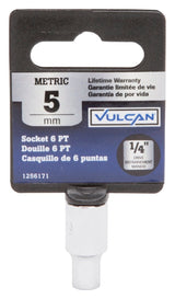 Vulcan MT6488324 Drive Socket, 5 mm Socket, 1/4 in Drive, 6-Point, Chrome Vanadium Steel, Chrome