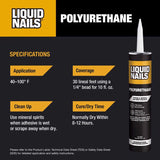 Liquid Nails Polyurethane Polyurethane Construction Adhesive 10 oz, Pack of 12