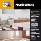 Liquid Nails Polyurethane Polyurethane Construction Adhesive 10 oz, Pack of 12