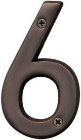 Hy-Ko BR-42OWB, Prestige Series BR-42OWB/6 House Number, Character: 6, 4 in H Character, Solid Brass, Pack of 3