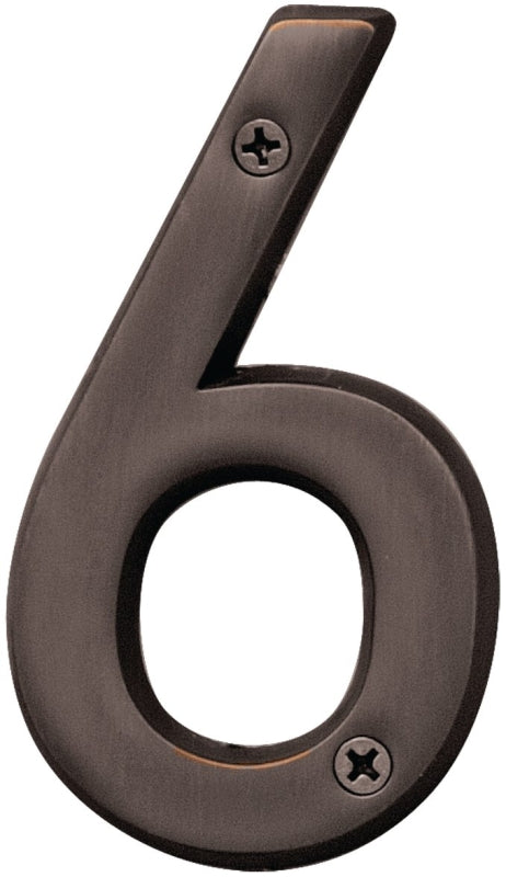 Hy-Ko BR-42OWB, Prestige Series BR-42OWB/6 House Number, Character: 6, 4 in H Character, Solid Brass, Pack of 3