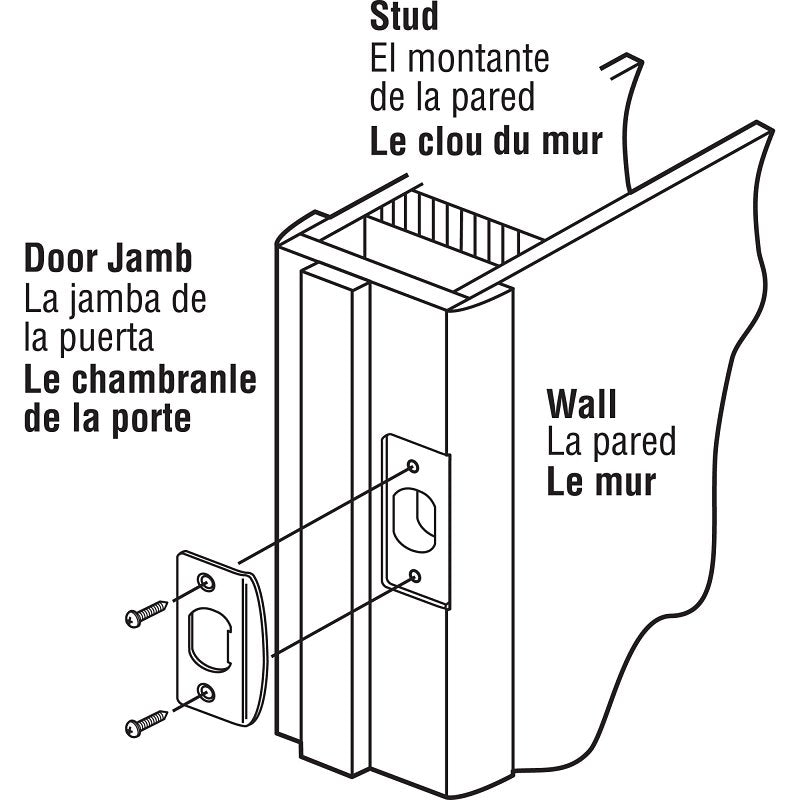 Defender Security E 2349 Door Strike Plate, 2-1/4 in L, 1-7/16 in W, Steel, Brass