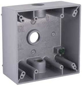 Hubbell 5333-0 Weatherproof Box, 18.3 cu-in, 3-Outlet, 2-Gang, Aluminum, Gray, Powder-Coated