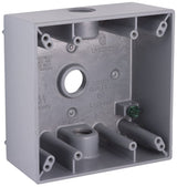 Hubbell 5333-0 Weatherproof Box, 18.3 cu-in, 3-Outlet, 2-Gang, Aluminum, Gray, Powder-Coated