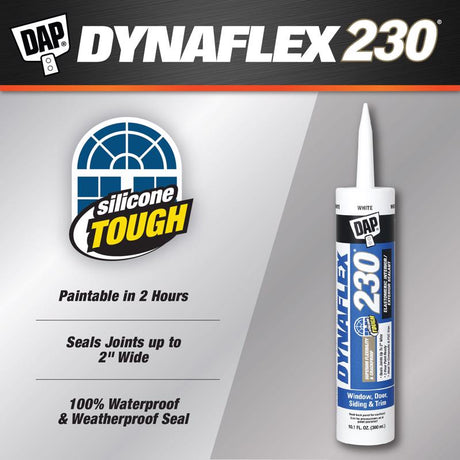 DAP Dynaflex 230 White Premium Latex Door/Siding/ Window Sealant 10.1 oz, Pack of 12