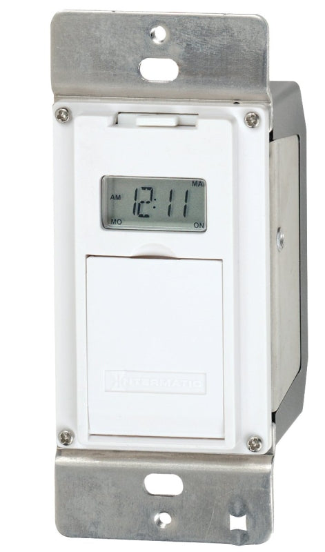 Intermatic EI500 EI500WC Electronic In Wall Timer, 15 A, 1 min Cycles, LCD Display, Wall Mounting