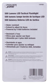 PowerZone 12093 Tactical Flashlight, AAA Battery, LED Lamp, 500 Lumens, 140 m Beam Distance, 2.5 hr Run Time, Black/Red
