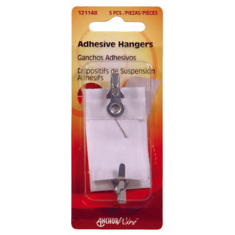 HILLMAN Steel-Plated Clear Adhesive Hangers 1-1/2 lb 5 pk, Pack of 10
