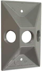 Hubbell 5189-5 Cover, Cluster, Lampholder, 4-19/32 in L, 2-27/32 in W, Rectangular, 1-Gang, Zinc, Gray, 6/CD